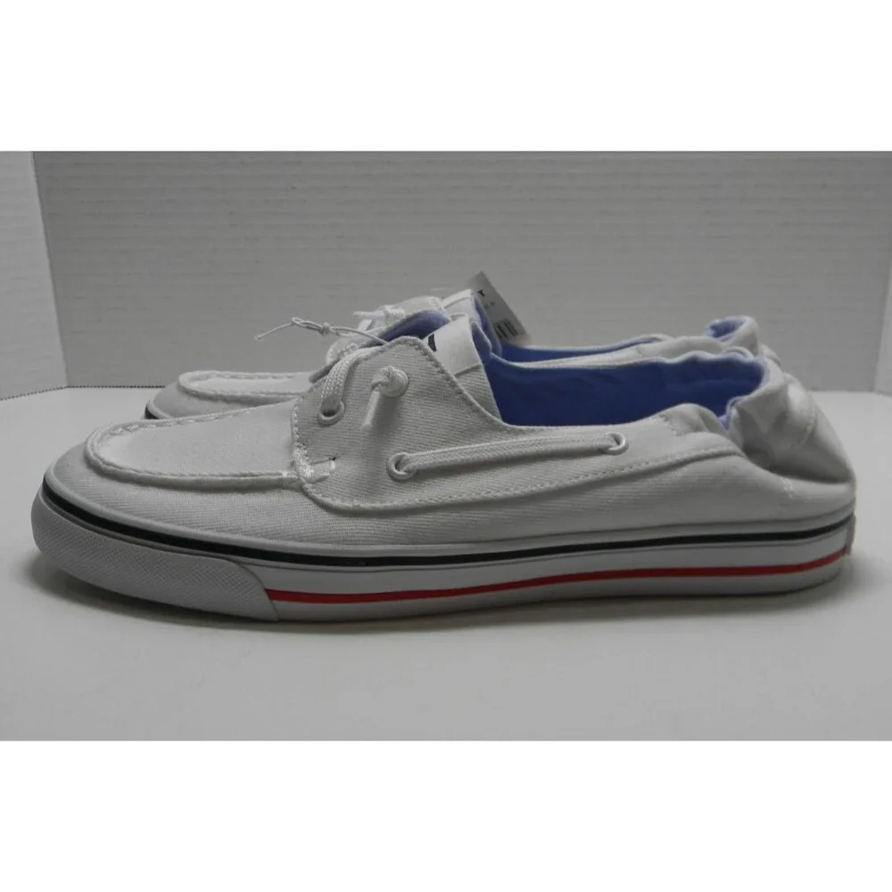 Tommy Hilfiger White Deck Boat Shoes Patriotic Slip-on Nautical Beach NWOT